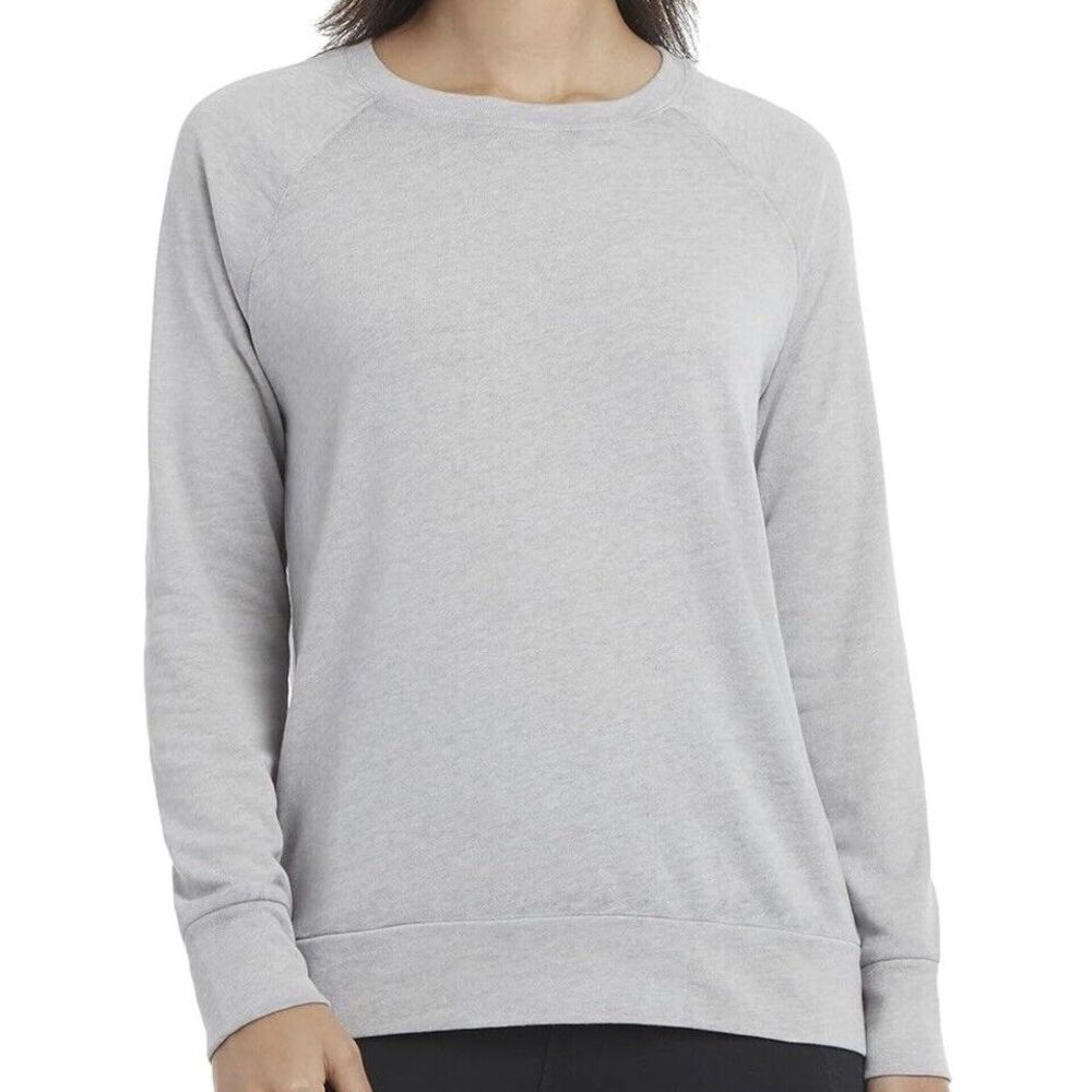 New $36 Danskin Womens Long Sleeve Mineral Wash Pullover Yoga Loungewear Gray XL